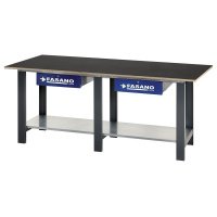 Рабочий стол 2000x745x880мм с древянной поверхностью и синими ящиками Fasano FG 129/LB2