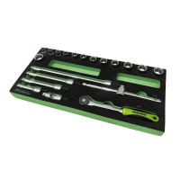 Набір торцевих головок 12 гранних із аксесуарами 8-21мм 3/8" квадрат Fasano FG 100/19B