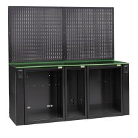 Робочий стіл 2050x757x2000мм металевий з тумбочками та панеллю для інструментів FG 118V/205F