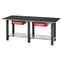 Рабочий стол 2000x745x880мм с древянной поверхностью и красными ящиками Fasano FG 129/LR2