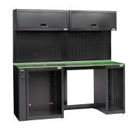 Робочий стіл 2050x757x200мм металевий з тумбочками та панеллю для інструментів FG 118V/205A