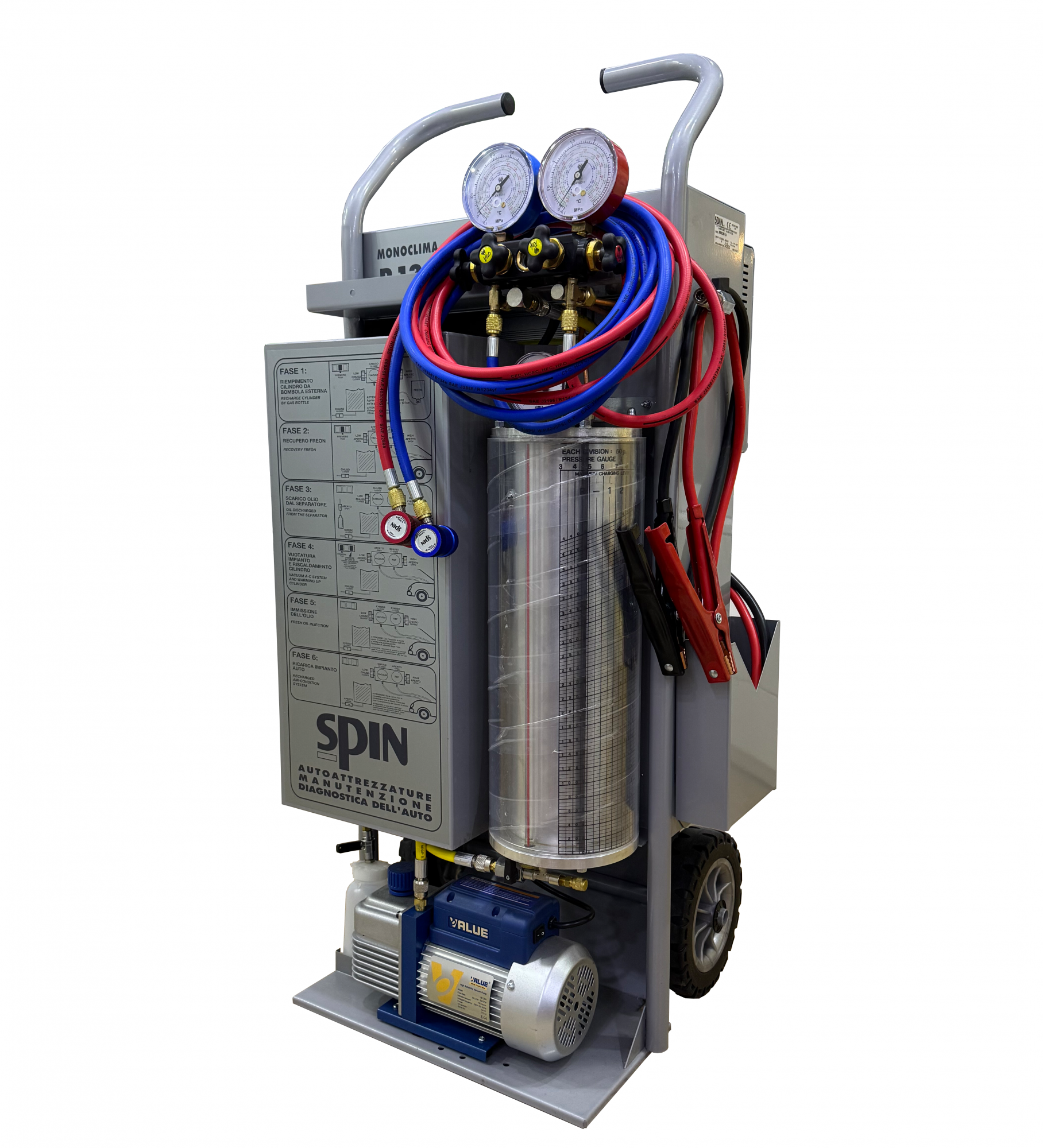 Мобільна станція для заправки автокондиціонерів R134a Spin MonoClima Bipower