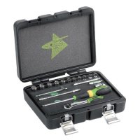 Набір торцевих головок Hex з аксесуарами 4-14мм 1/4" квадрат 11шт Fasano FG 624/S18