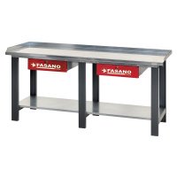 Рабочий стол 2000x745x880мм металлический с красными ящиками Fasano FG 129/R2