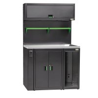 Рабочий стол металлический с подвесными шкафами и столешницей для жидкостей FG 118V/122C