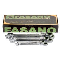 Набір ріжково-накидних ключів з тріскачкою та шарніром Fasano FG 610FL/SC