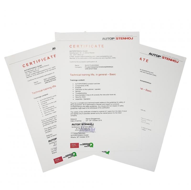 AutopStenhoj Німеччина 23-24/10/2019: Тренінг з підйомного обладнання