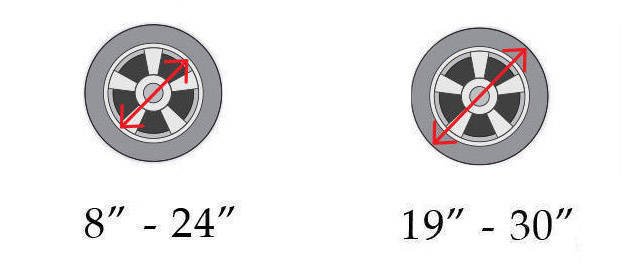 Быстрая установка зажима на колесо диаметром от 8 до 24 дюймов