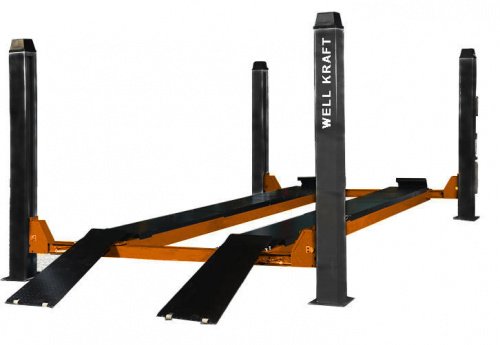 Подъемник четырехстоечный 4т Well Kraft 4040E с плоскими платформами и траверсой (Германия-Китай) Для СТО: Автоподъемник: (Акции, Доставка)!