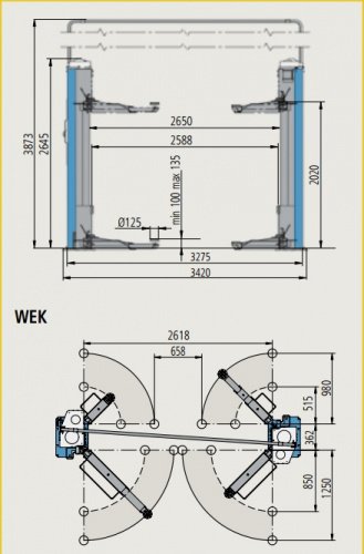 Подъемник двухстоечный 3.7т Ravaglioli KPN235WEK (Италия) Для СТО: Автоподъемник: (Акции, Доставка)!