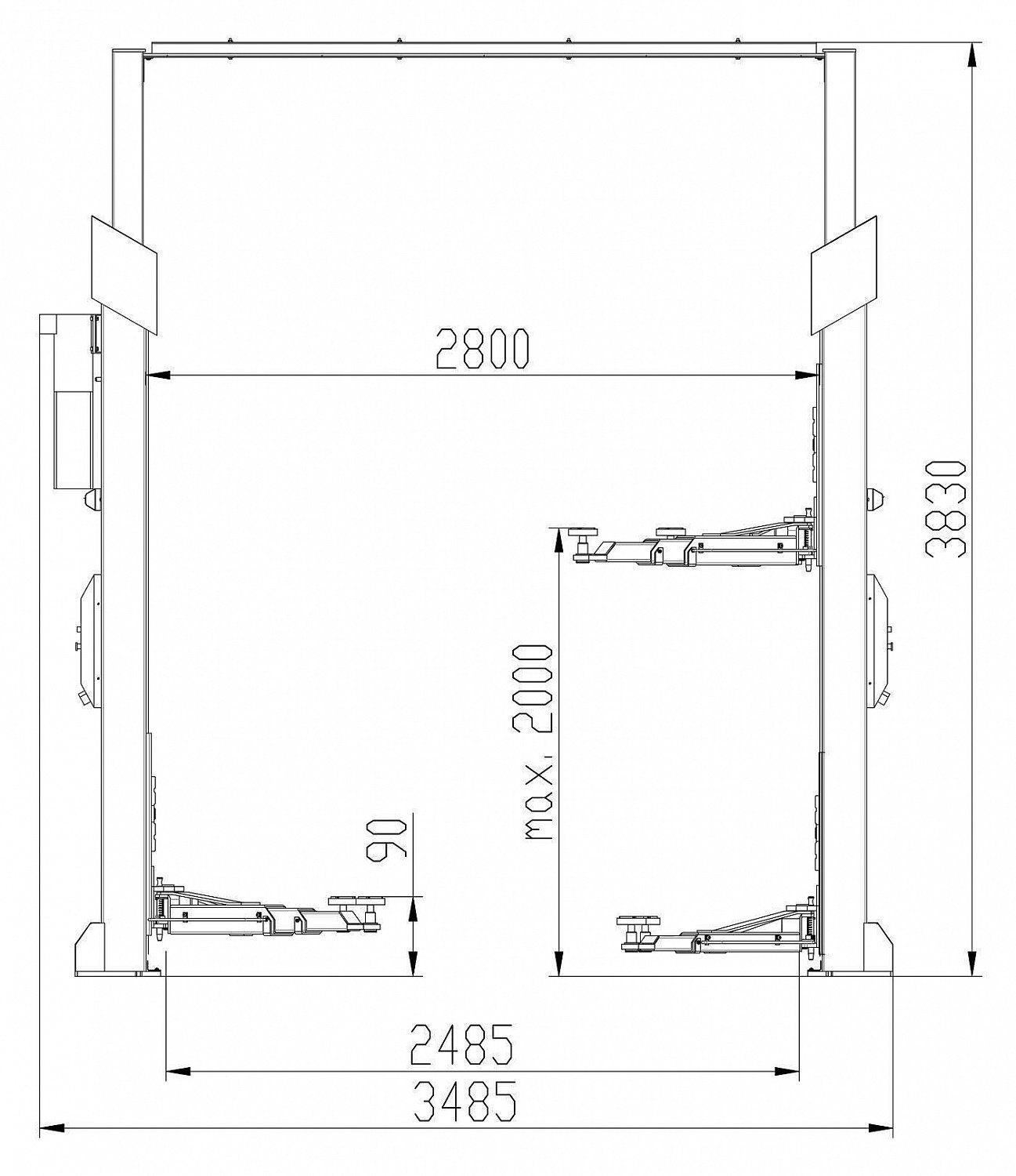 Підйомник двостійковий 3т ATH Comfort 2.30L (Німеччина) Для СТО: Автопідйомник: (Акції, Доставка)!