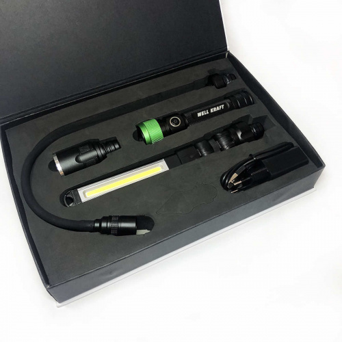 Многофункциональный фонарь со сменными насадками Well Kraft ZF7524
