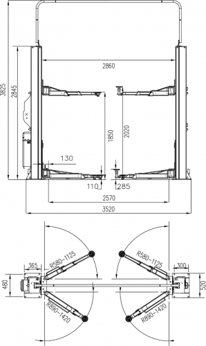 Подъемник двухстоечный 4т Well Kraft WK2240S Для СТО: Автоподъемник: (Акции, Доставка)!