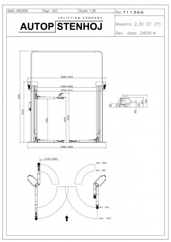 Подъемник двухстоечный 3т Autop Stenhoj Maestro 2.30 (Германия) Для СТО: Автоподъемник: (Акции, Доставка)!