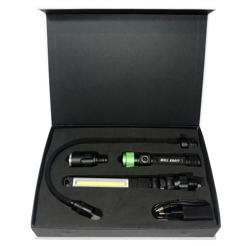 Многофункциональный фонарь со сменными насадками Well Kraft ZF7524