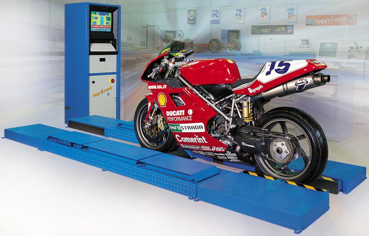 Роликовий гальмівний стенд Ravaglioli RAV RT085MPF, 0.5 т/вісь для мотоциклів та мототехніки