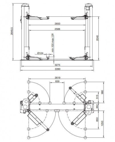 Подъемник двухстоечный 3.5т Ravaglioli KPS 329HEK (Италия) Для СТО: Автоподъемник: (Акции, Доставка)!