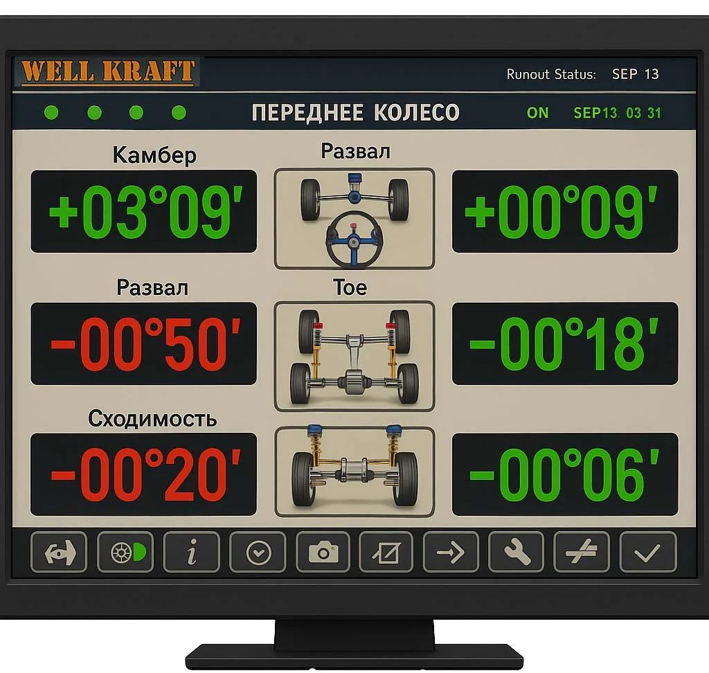 Грузовой стенд развал схождения Well Kraft Jumbo 3D Optima